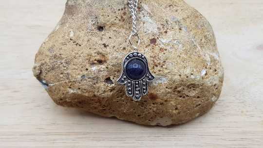 Hamsa Iolite pendant