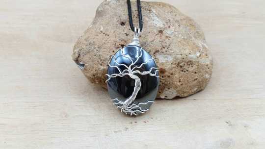 Hematite tree of life pendant