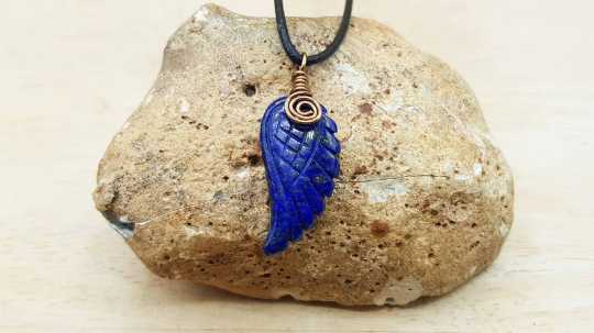 Lapis Lazuli angel wing pendant