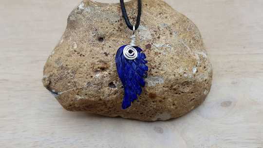 Lapis Lazuli angel wing pendant