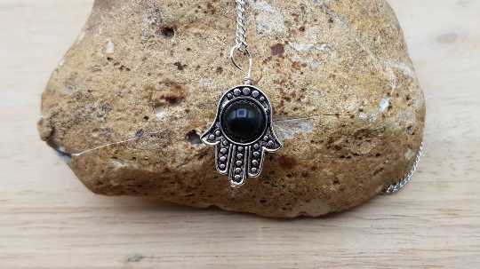 Hamsa Rainbow Obsidian pendant