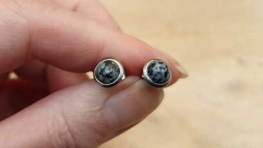Snowflake Obsidian stud earrings
