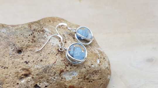 Aquamarine circle earrings
