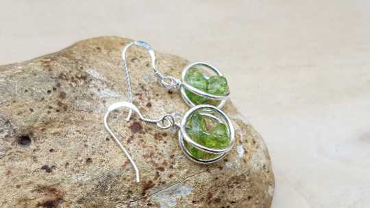 Peridot circle earrings