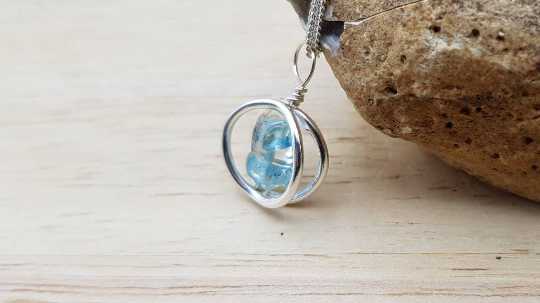 Blue Topaz circle pendant