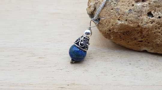 Azurite cone pendant