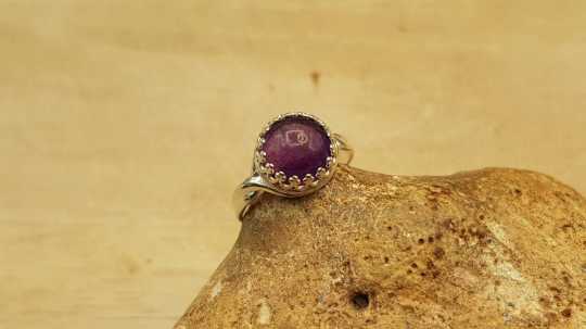 Round Rainbow Fluorite Ring 10mm