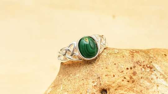 Malachite Celtic knot ring