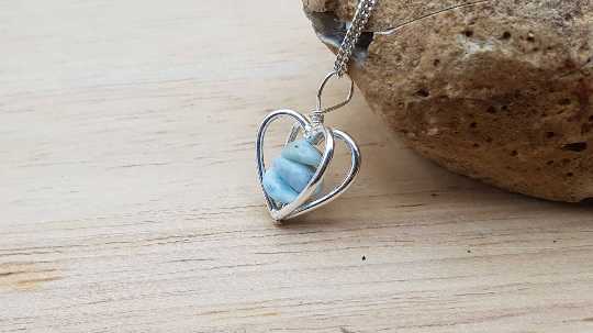 3D heart Larimar pendant