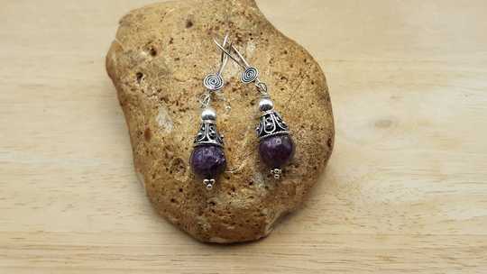 Lepidolite cone earrings