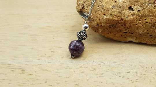 Silver Lepidolite pendant