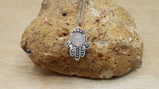 Hamsa Rose Quartz pendant