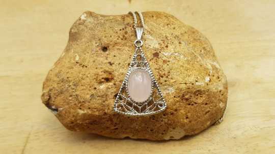 Triangle Rose Quartz pendant