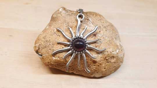 Large Amethyst sunburst Pendant