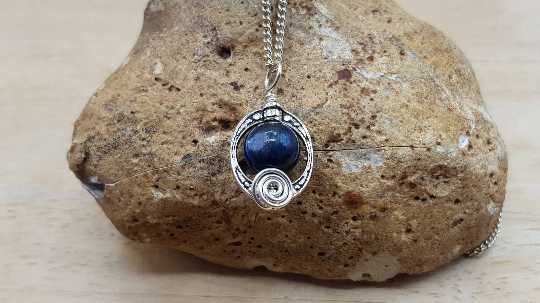 Blue Kyanite frame pendant