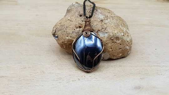 Mens oval hematite necklace