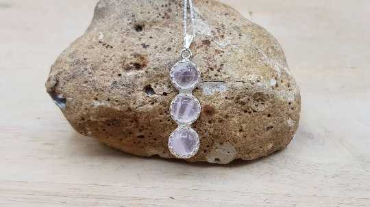 Triple Rose Quartz pendant