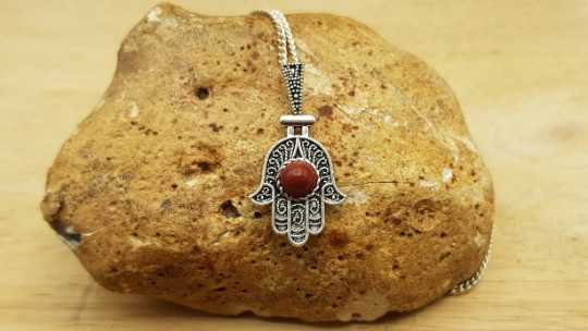 Jasper hamsa pendant