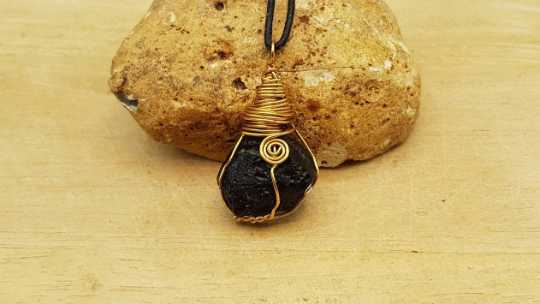 Brass Raw Tektite pendant