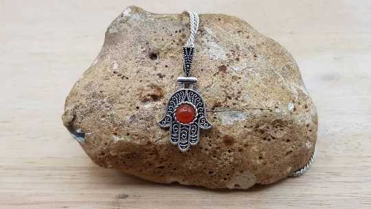 Carnelian hamsa pendant