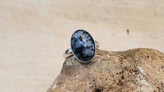 Snowflake Obsidian ring