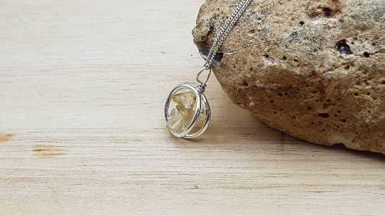 3D circle Citrine pendant