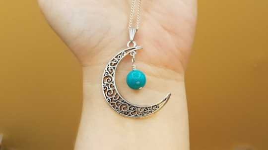 Crescent moon Turquoise pendant
