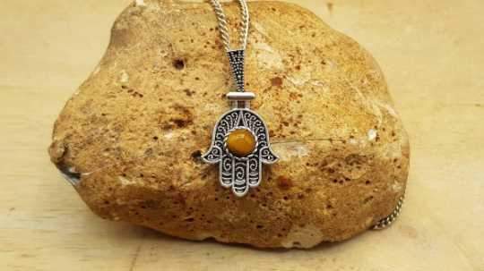 Tigers eye Hamsa pendant