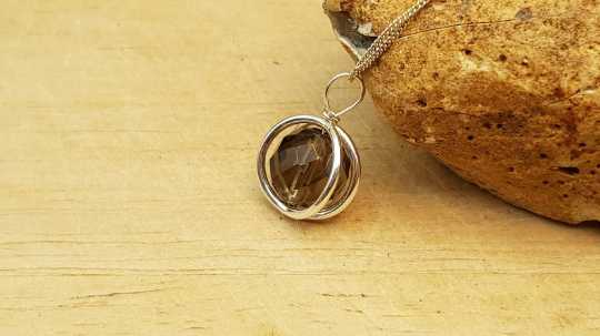 Smoky Quartz circle pendant