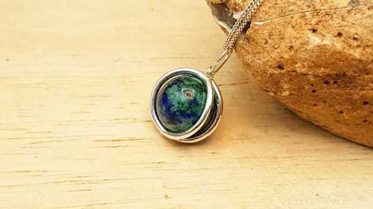 Azurite circle pendant