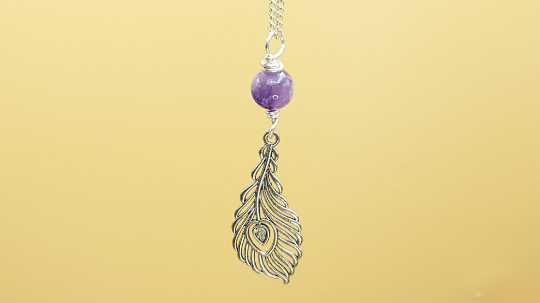 Amethyst peacock feather Pendant