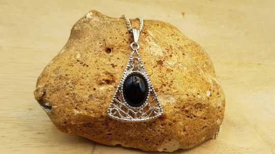 Triangle Black Onyx Pendant