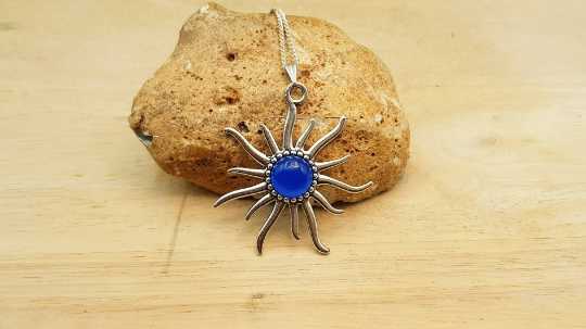 Blue Onyx sunburst Pendant