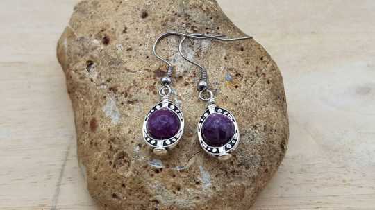 Oval frame Lepidolite earrings