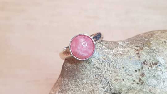 Minimalist Rhodochrosite ring 8mm