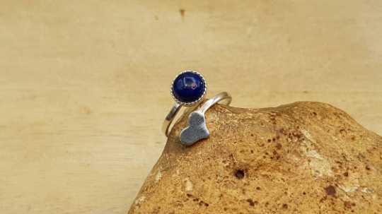 Blue Lapis Lazuli heart ring