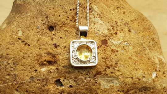 Tiny square Citrine necklace