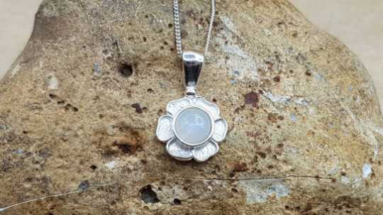 Tiny Rainbow Moonstone flower Pendant