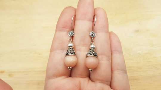 Pink opal cone earrings