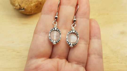 Selenite oval frame earrings