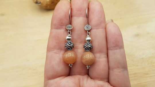 Sunstone sphere earrings