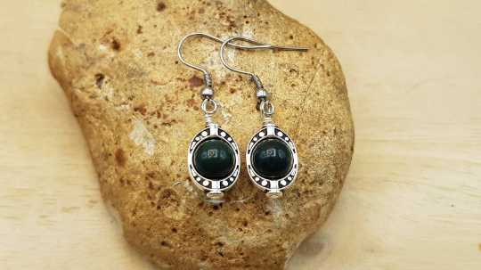 Oval frame Bloodstone earrings