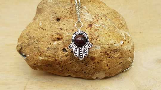 Garnet Hamsa pendant