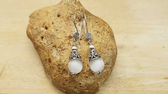 Selenite cone earrings