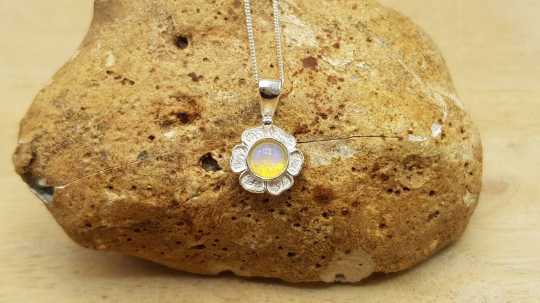 Tiny Opal flower pendant
