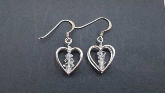 Herkimer Diamond heart earrings