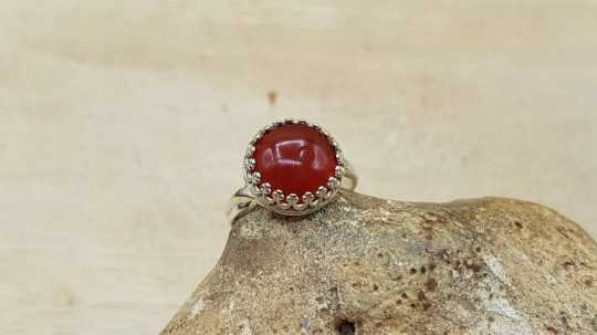 Round Carnelian ring 12mm