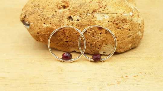 Ruby sleeper hoop earrings