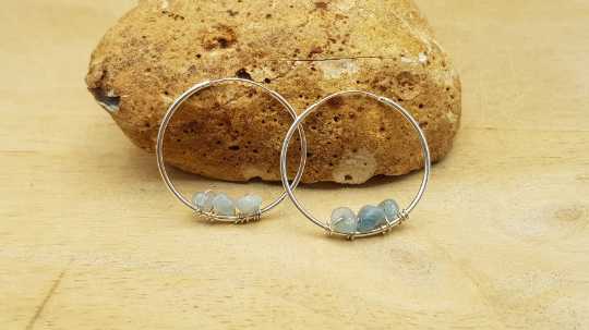 Aquamarine hoop earrings