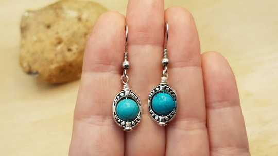 Oval frame Turquoise earrings